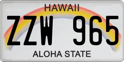 HI license plate ZZW965