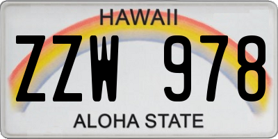 HI license plate ZZW978