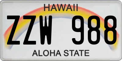 HI license plate ZZW988