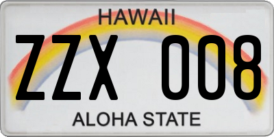 HI license plate ZZX008
