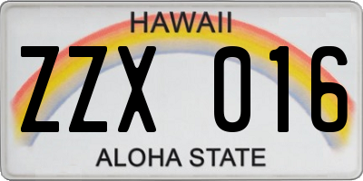 HI license plate ZZX016