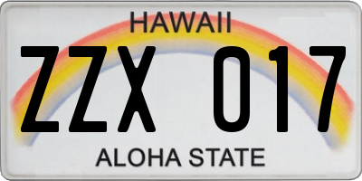 HI license plate ZZX017