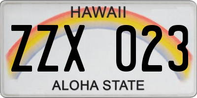 HI license plate ZZX023