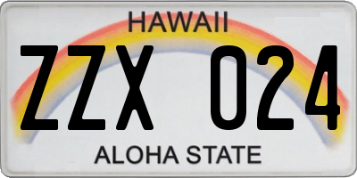 HI license plate ZZX024