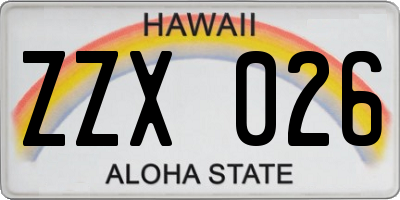 HI license plate ZZX026