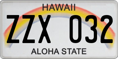 HI license plate ZZX032