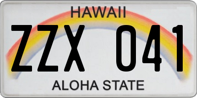 HI license plate ZZX041