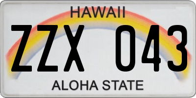 HI license plate ZZX043