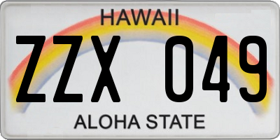 HI license plate ZZX049
