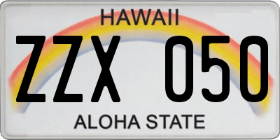 HI license plate ZZX050