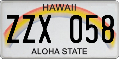 HI license plate ZZX058