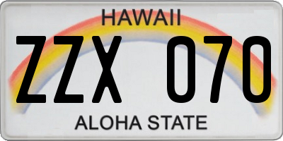 HI license plate ZZX070