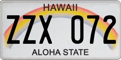 HI license plate ZZX072