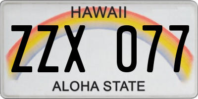 HI license plate ZZX077