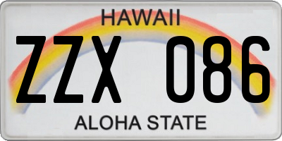 HI license plate ZZX086