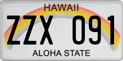 HI license plate ZZX091