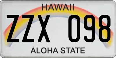 HI license plate ZZX098