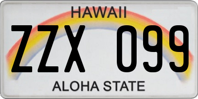 HI license plate ZZX099