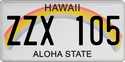 HI license plate ZZX105
