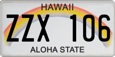 HI license plate ZZX106