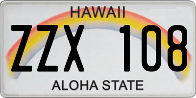 HI license plate ZZX108
