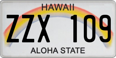 HI license plate ZZX109