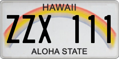 HI license plate ZZX111