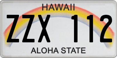 HI license plate ZZX112