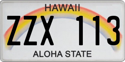 HI license plate ZZX113