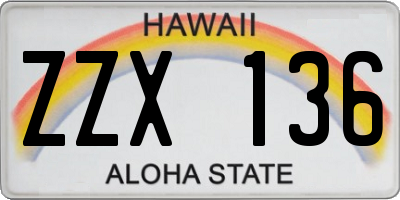 HI license plate ZZX136
