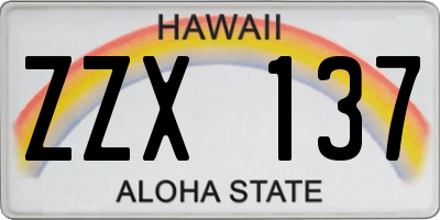 HI license plate ZZX137
