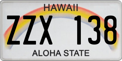 HI license plate ZZX138