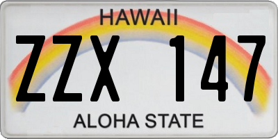 HI license plate ZZX147