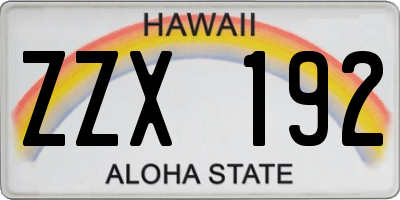 HI license plate ZZX192