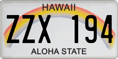 HI license plate ZZX194