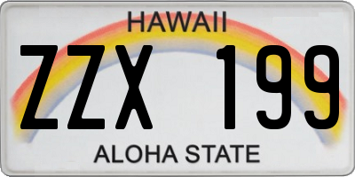 HI license plate ZZX199