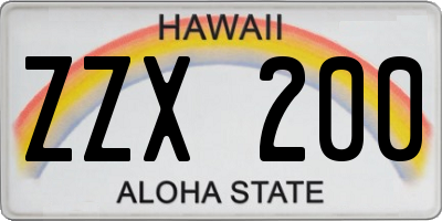 HI license plate ZZX200