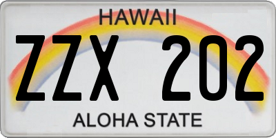 HI license plate ZZX202