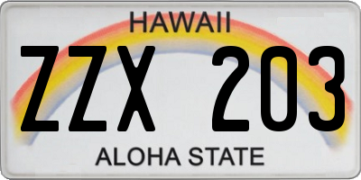 HI license plate ZZX203