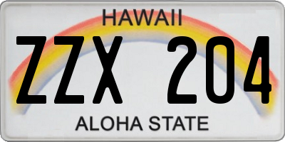 HI license plate ZZX204