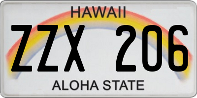 HI license plate ZZX206