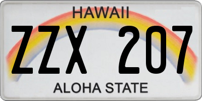 HI license plate ZZX207