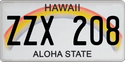 HI license plate ZZX208