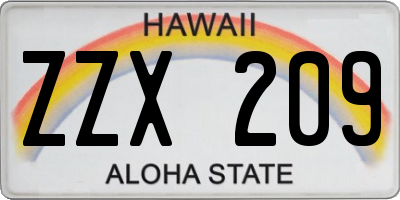 HI license plate ZZX209