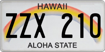 HI license plate ZZX210