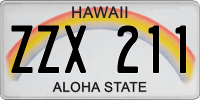 HI license plate ZZX211