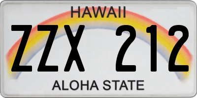 HI license plate ZZX212