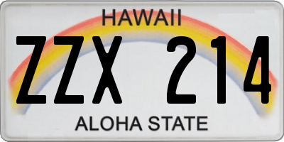 HI license plate ZZX214