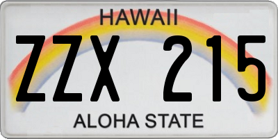 HI license plate ZZX215