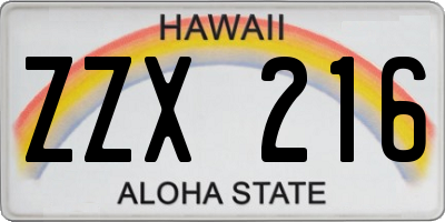 HI license plate ZZX216